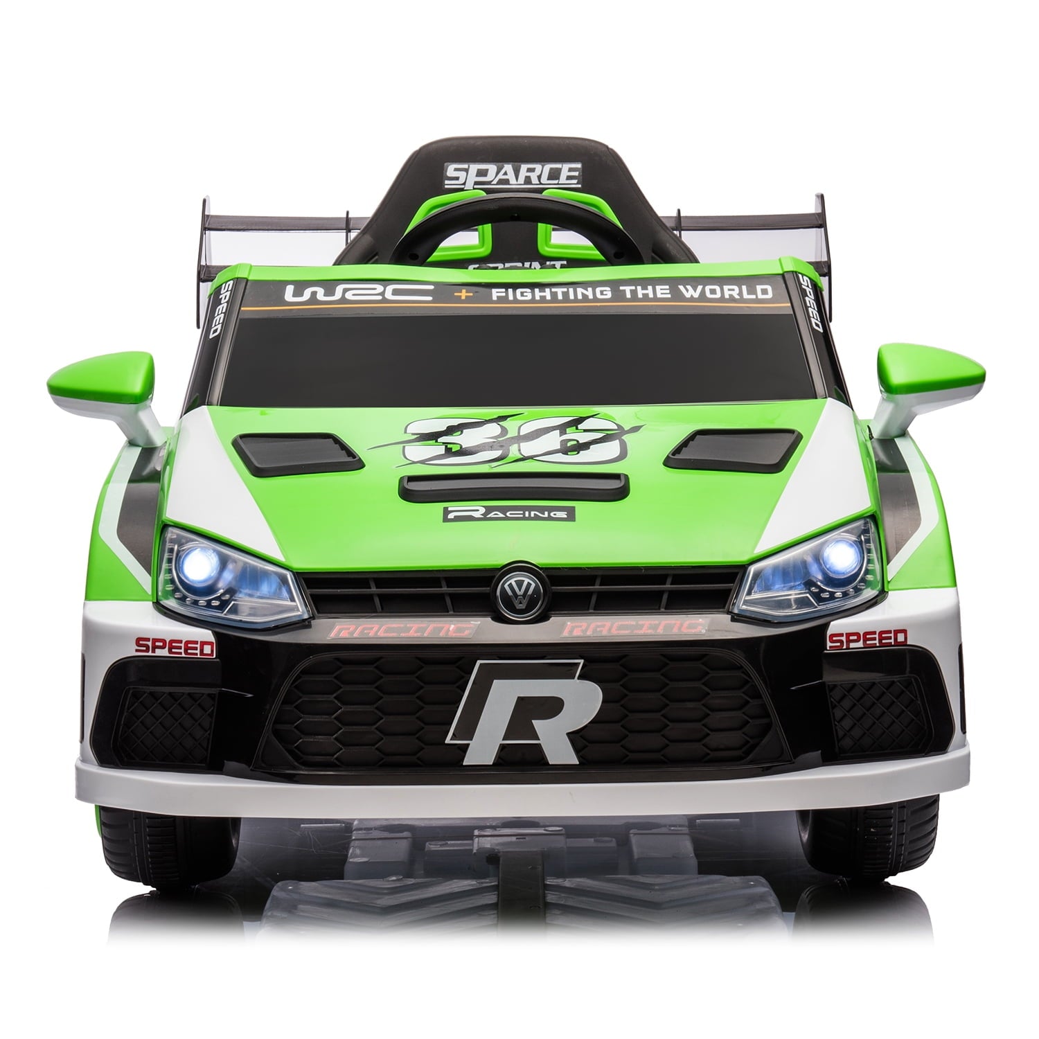 Track 7 Kids Ride on Car, 12V Electric Sports Car with Remote Control, Bluetooth, Front Light, Electric Buggies for Boys Girls Age 3+, Green