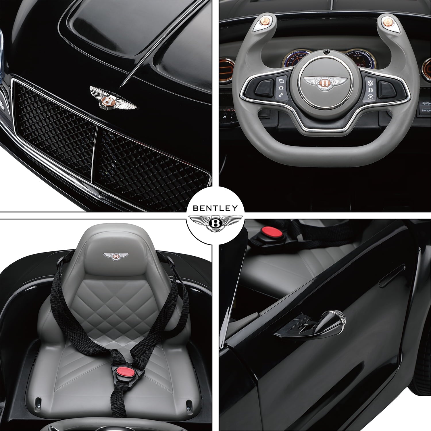 LISUEYNE Official Licensed Bentley Ride on Car, 12V Electric Car for Boys Girls Age 3+, Ride on Car w/Remote Control, Music, Black
