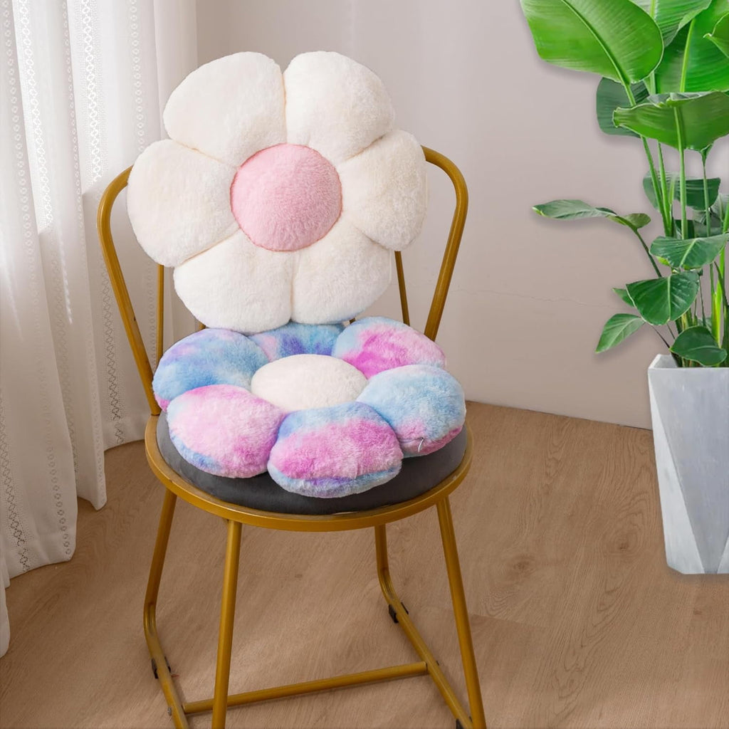 COOKCOK 2 Pcs Flower Pillow 15" Flower Throw Pillows, Cute Daisy Flower Shaped Floor Pillow Seat Cushions, Decorative Throw Pillows for Bedroom, Living Room