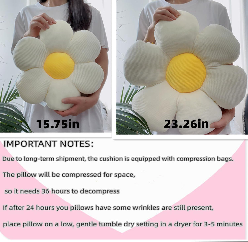 COOKCOK Flower Throw Pillow, 15.7" Flower Shaped Floor Pillow for Home Decor, Cute Aesthetic Plush Decorative Pillows for Bed, Sofa, Couch, Purple