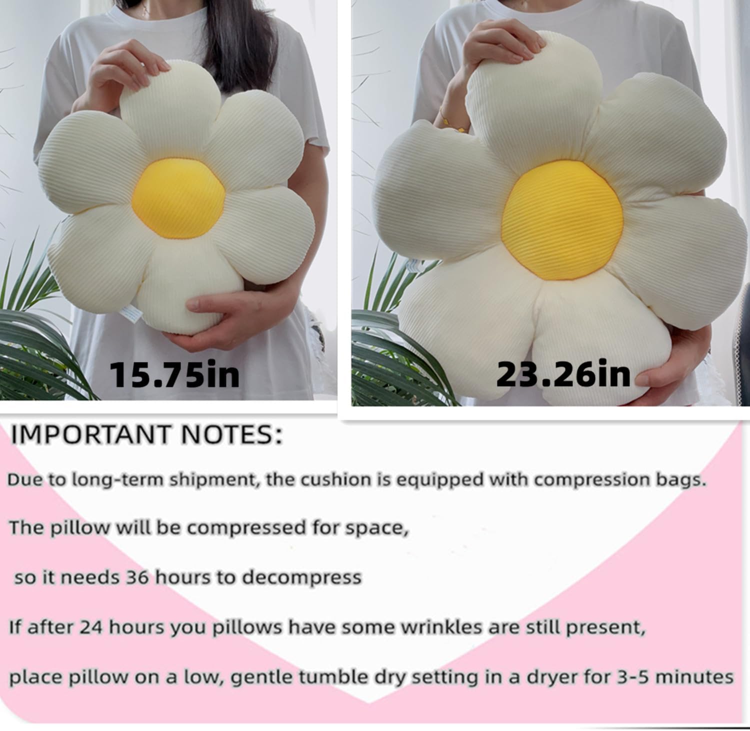 COOKCOK Flower Throw Pillow, 15.7" Flower Shaped Floor Pillow for Home Decor, Cute Aesthetic Plush Decorative Pillows for Bed, Sofa, Couch, Purple