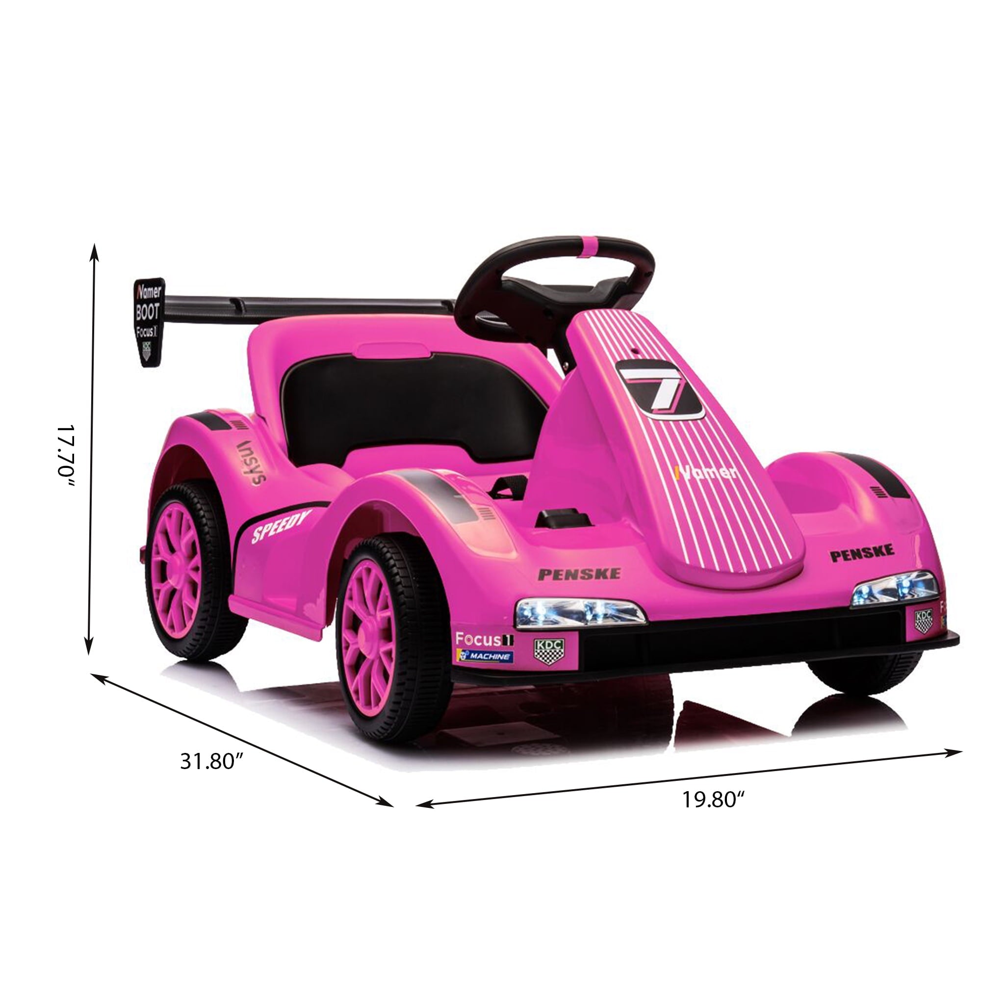 Track 7 12V Electric Go Kart for Kids, 4 Wheeler Pedal Car for Boys Girls, Dual Drive Ride on Car Toys for Toddlers Kids 3-6 w/Parent Remote Control, 3-Point Safety Belt, Pink