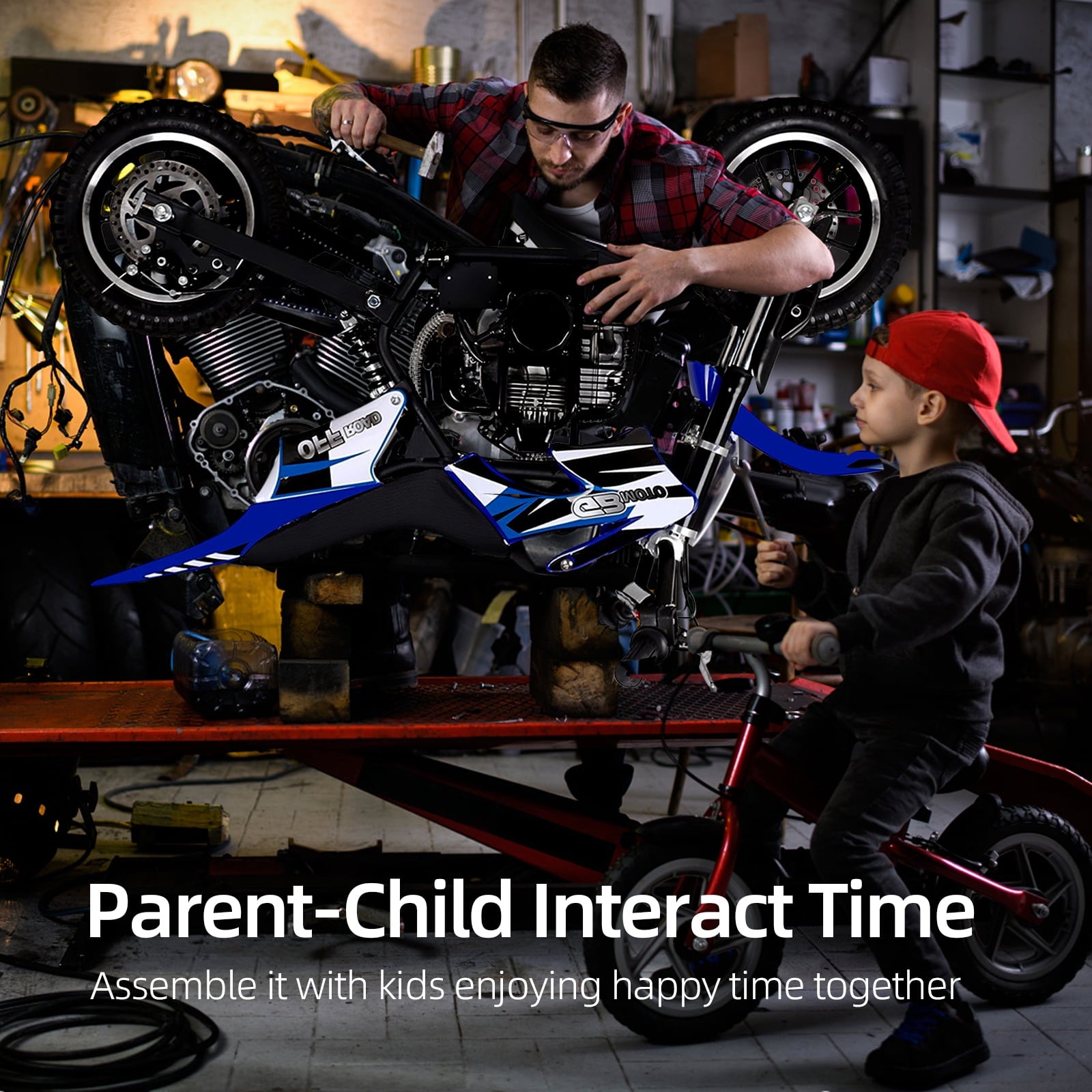 Track 7 49CC 2-Stroke Kids Dirt Bike, Off Road Gas Motorcycle, Up to 20Mph, Gas Dirt Bike w/Rear Suspension, Pull Start, Front & Rear Disc Brake, Blue
