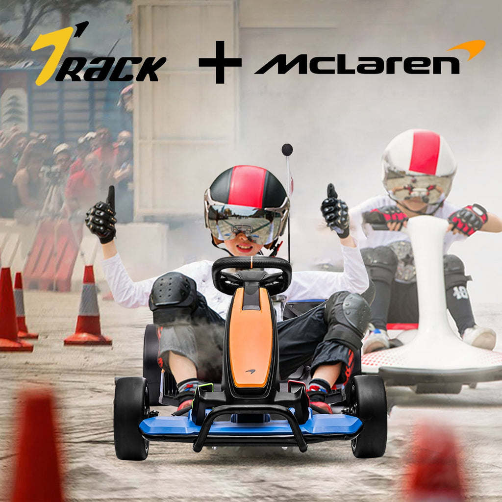Track 7 Kids Electric Go Kart, 24V McLaren Electric Go Kart, LED Light & Racing Flag, for Age 6+