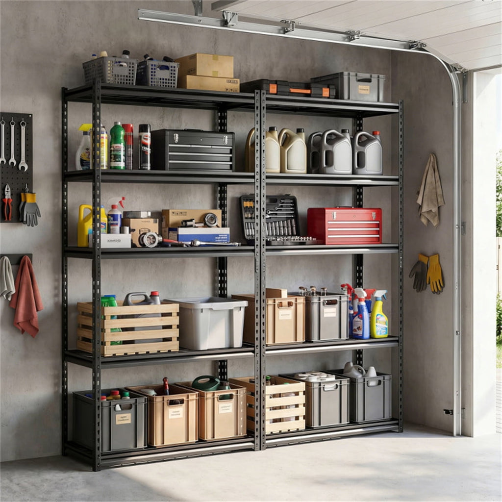 COOKCOK Storage Shelving Unit, 5-Tier Heavy Duty Garage Shelving, 36" W x 18" D x 72" H Adjustable Metal Shelves for Industrial Shelving Unit Utility Shelf, for Kitchen, Warehouse, Basement, Black