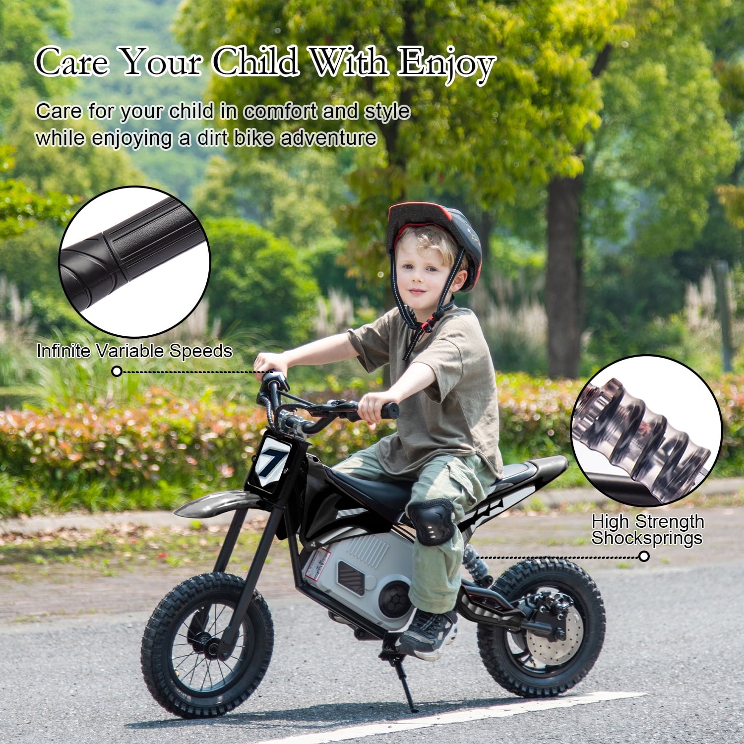 SUSIELADY 24V Electric Dirt Bike, 250 W Kids Powered Motorcycle, with Twist Grip Throttle, Hand-Operated Dual Brakes, Speed Up to 10 MPH, for Kids Aged 8-12