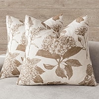 COOKCOK Set of 2 Linen Floral Vintage Throw Pillow Covers Neutral Accent Print Decorative Cushion Covers Farmhouse Home Decor for Sofa Chair Couch Bedroom Living Room Outdoor, 18"x18", Light Brown