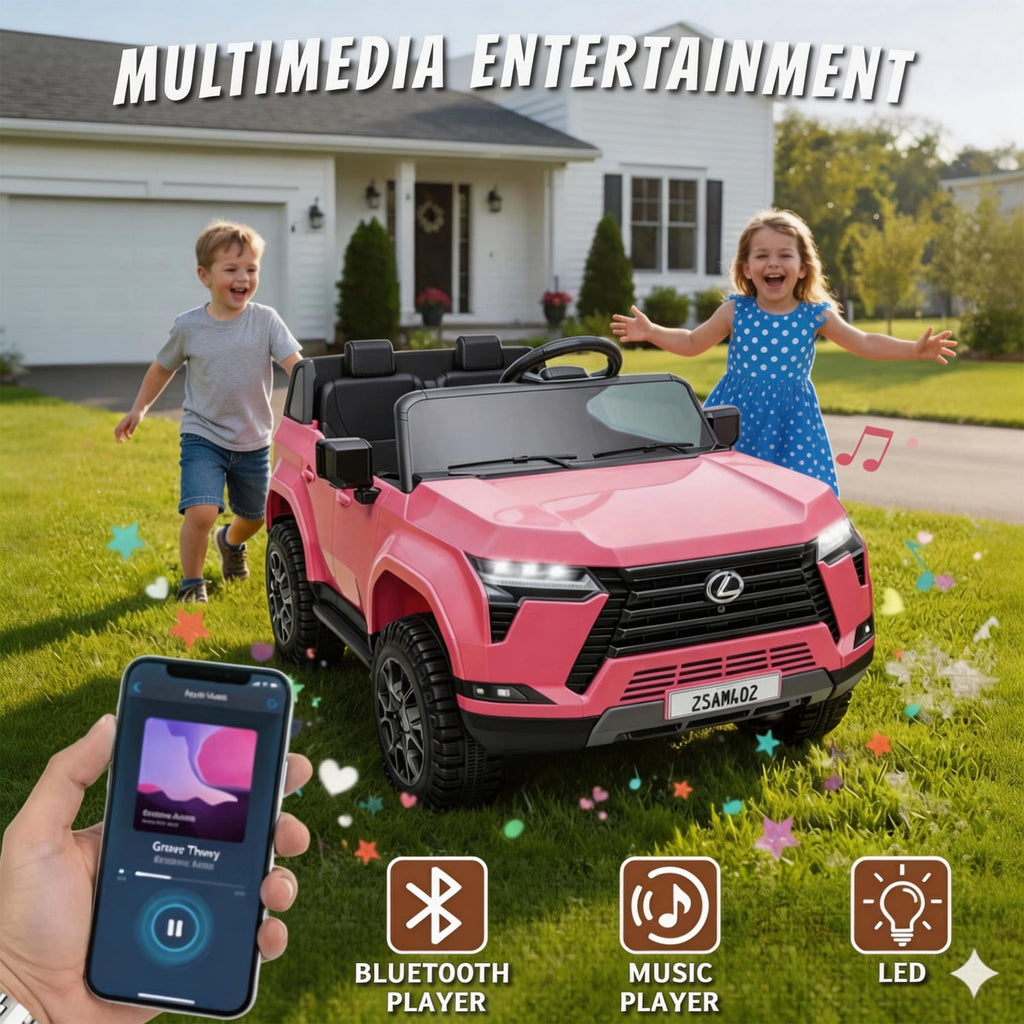 Track Seven 24V Ride on Car, Licensed Lexus GX550 2-Seater Electric Car with Remote Control, Bluetooth, LED Lights, Four-Wheel Suspension, 24V Electric Ride on Toy Car for Kids Aged 3+
