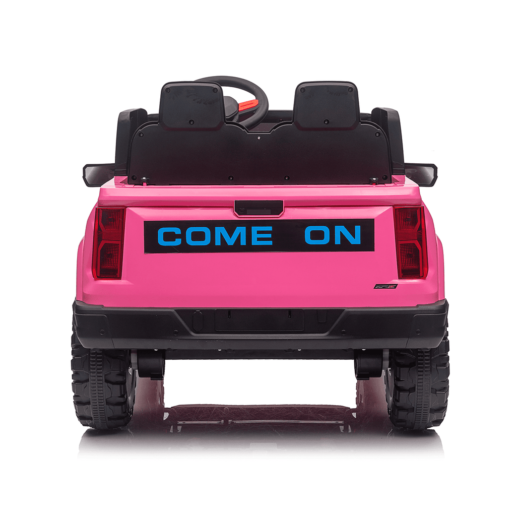 Track 7 24V 2-Seats Electric Pickup car for kid 3+, 2.4G Parents Remote Control, 3 speed adjustable, 2-Point Safety Belt, Pink