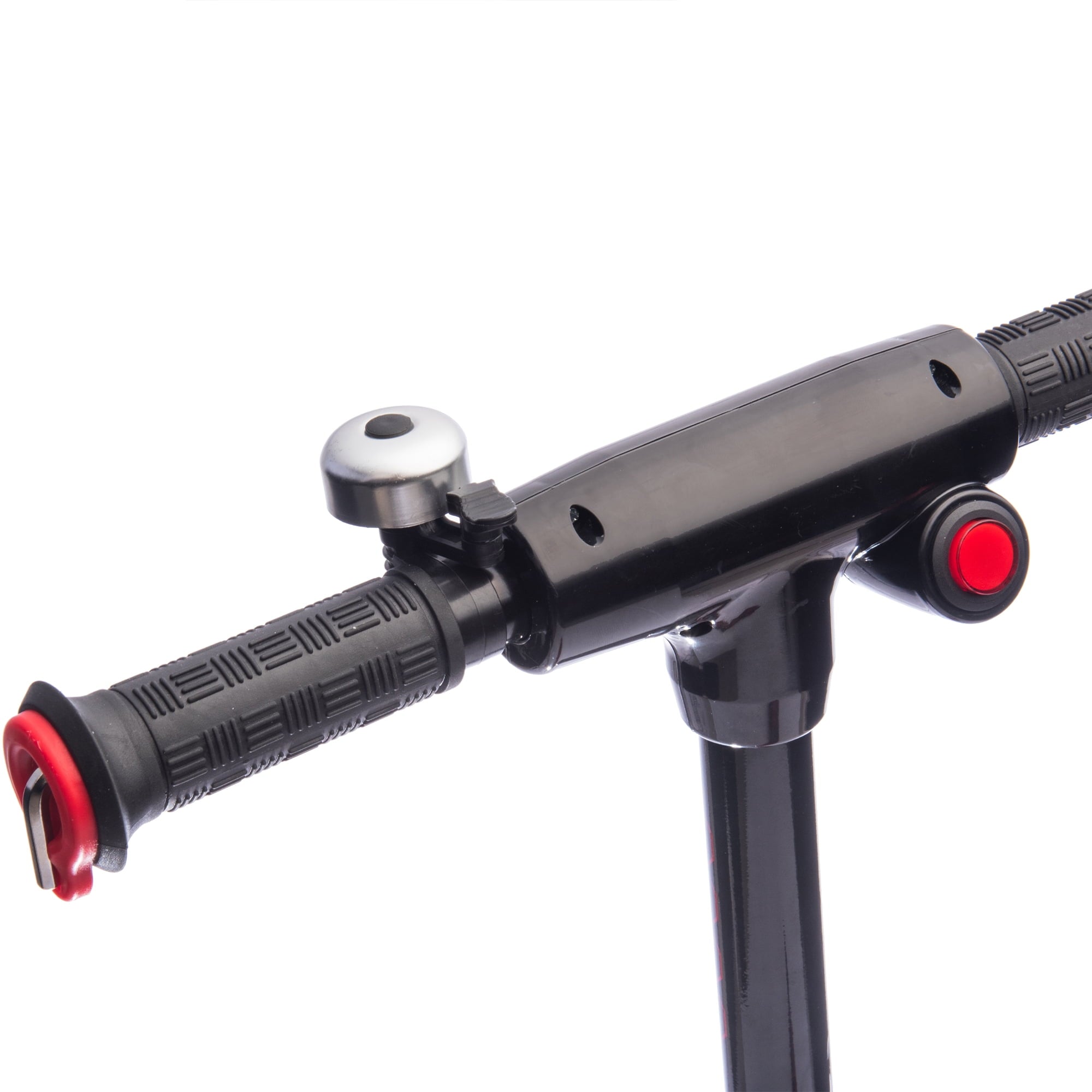 Track 7 12V Kids Electric Ride on Scooter with Kickstand, Rear Brake, Scooter Bell Design, Colorful LED Lights, Wider Pedal & Non-Slip Handle, Speeds 5.59-6.84 MPH for Ages 6+, Red