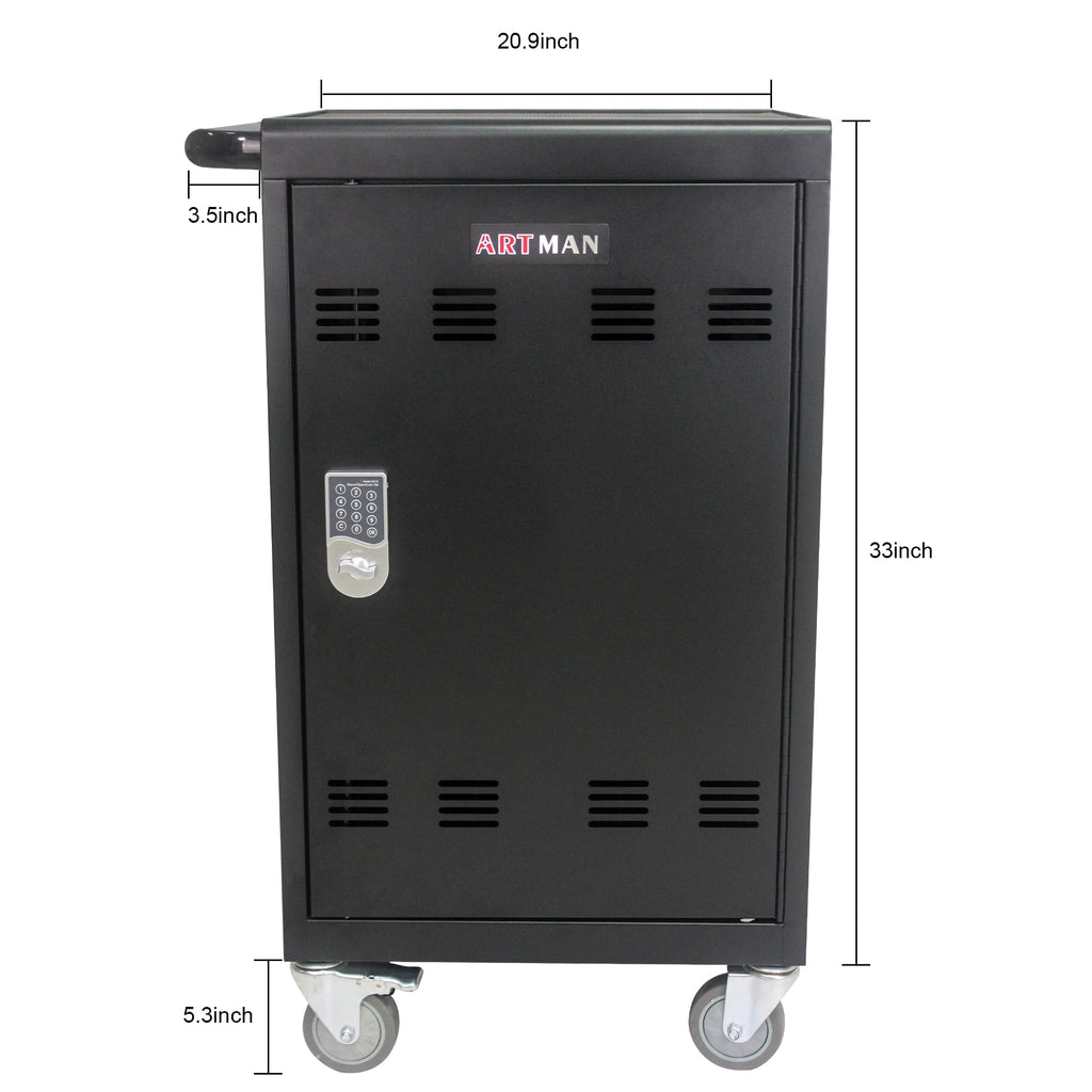 COOKCOK Mobile Charging Cart and Cabinet for Tablets Laptops 30-Device With Combination Lock, Black