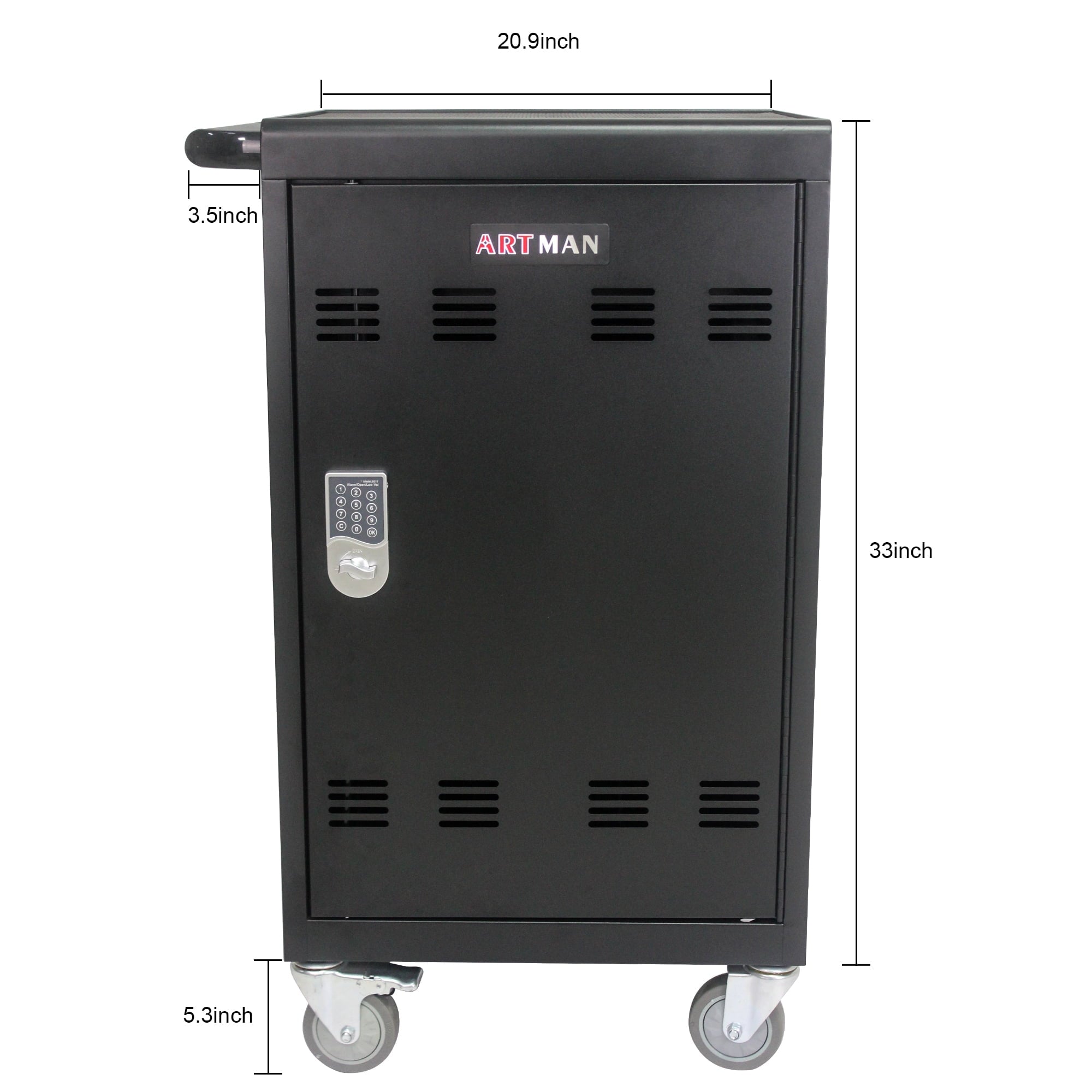 COOKCOK Mobile Charging Cart and Cabinet for Tablets Laptops 30-Device With Combination Lock, Black