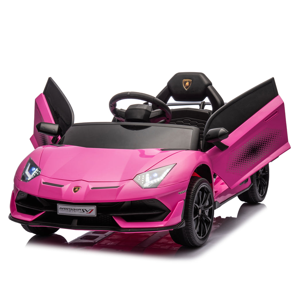 SUSIELADY 12V Kids Ride on Car, Licensed Lamborghini, with Remote Control, Hydraulic Pressure Door, Slow Start, Bluetooth, Music, for Kids Aged 3+