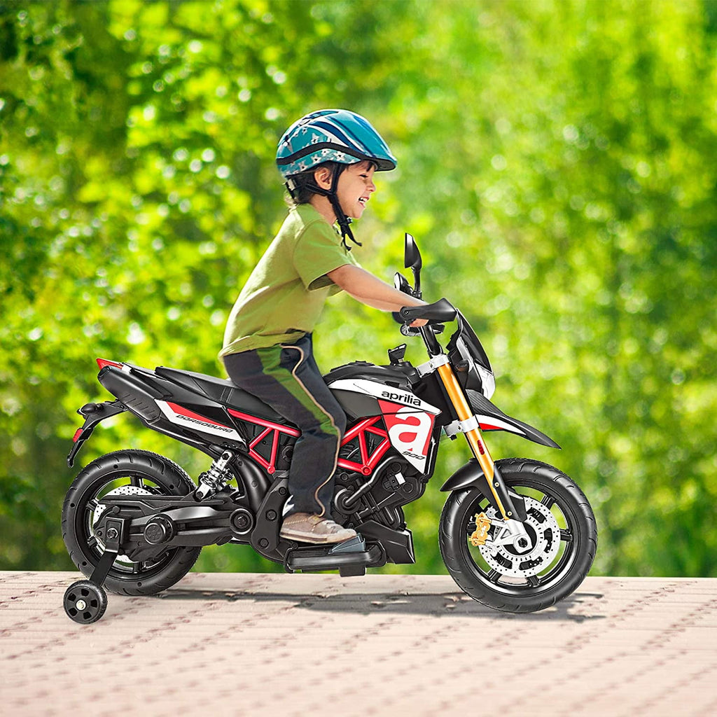 Track 7 Kids Motorcycle,12V Ride on Motorcycle w/Training Wheels,Electric Motorcycle Toy Headlight & Music