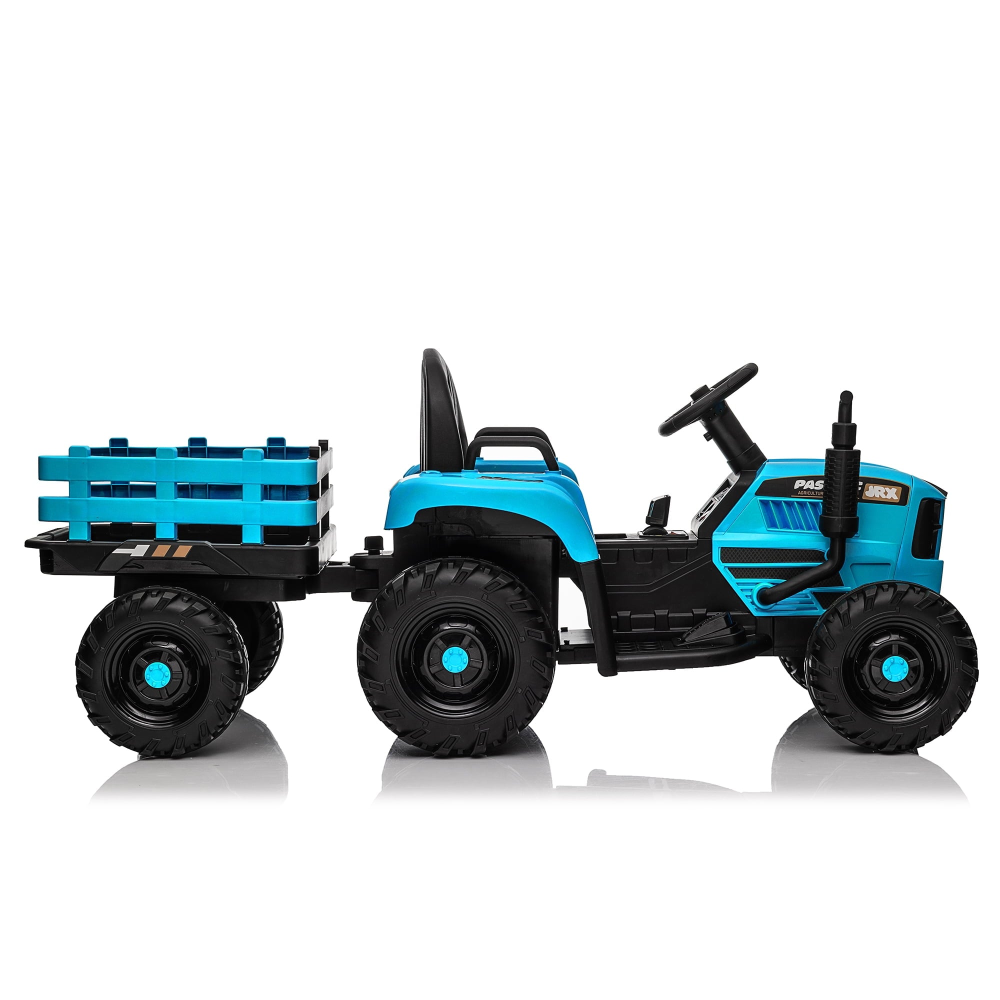 Track 7 24V Ride on Tractor, 400W Electric Tractor with Detachable Trailer, Remote Control, USB, MP3, Power Display, LED Lights, Max Speed 4.97 mph, 24V Electric Car for Boys Girls Age 3+, Blue