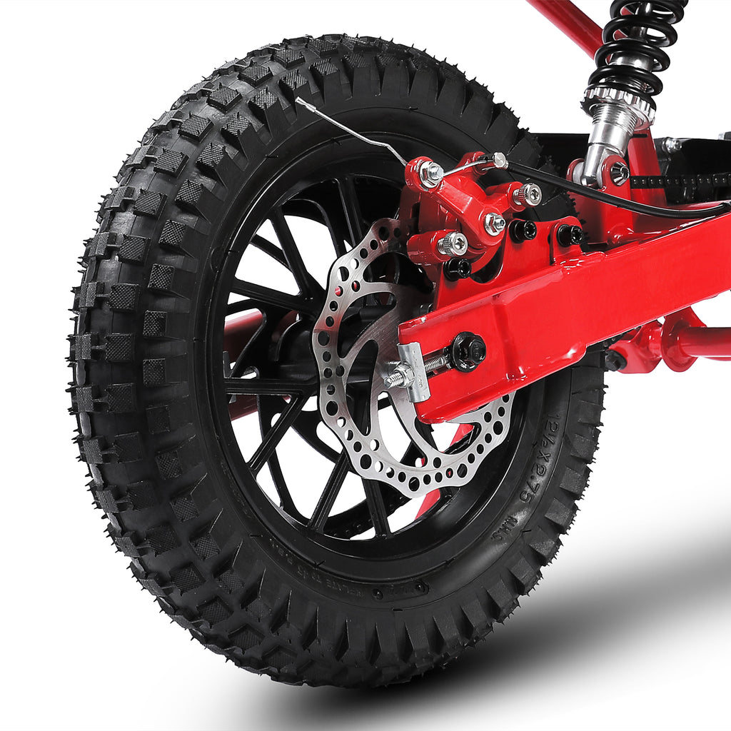 Track 7 37.7CC 4-Stroke Dirt Bike, Gas Powered Motorcycles, 1.36HP Off Road Trail Mini Bike with Heavy Duty Steel Frame, Rear Disc Brakes, Max Load 189 Lb & 16 MPH Top Speed, Red