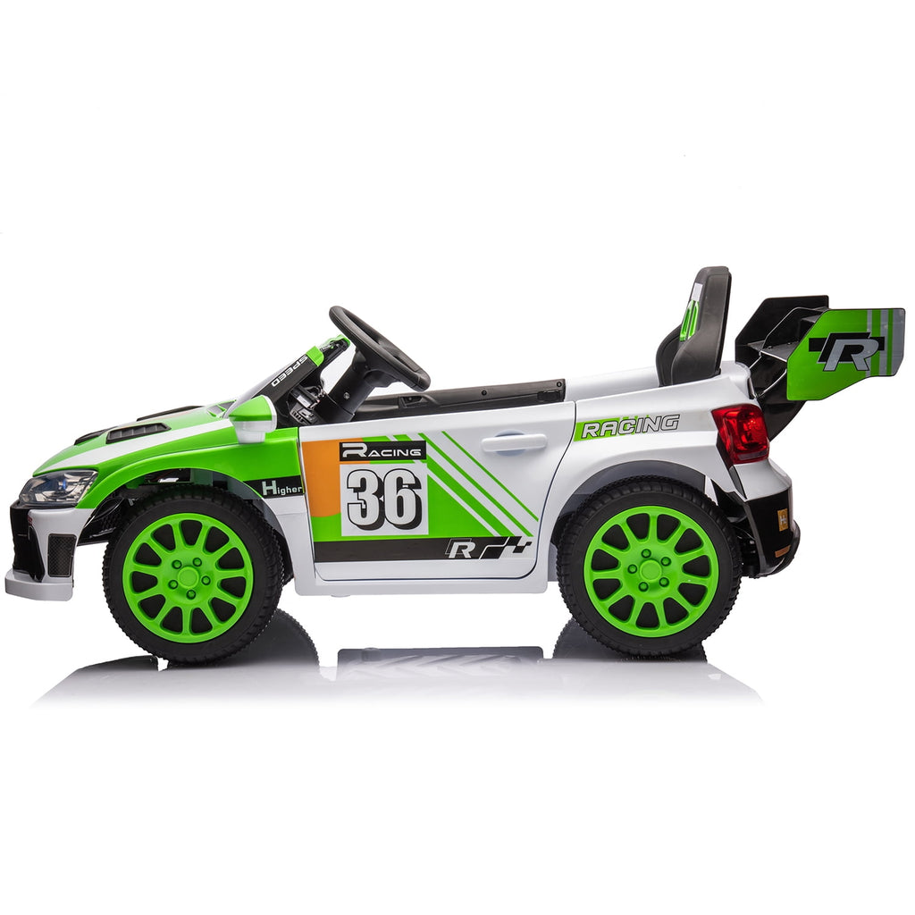Track 7 Kids Ride on Car, 12V Electric Sports Car with Remote Control, Bluetooth, Front Light, Electric Buggies for Boys Girls Age 3+, Green