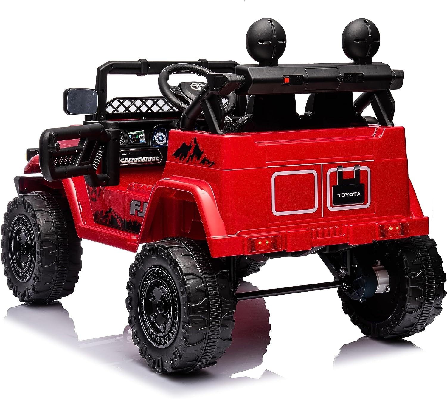 Track 7 Kids Ride on Truck, 12V Licensed Toyota FJ Cruiser Electric Car for Kids Age 3+, Ride on Car w/Remote Control, Power Display, Music, Red