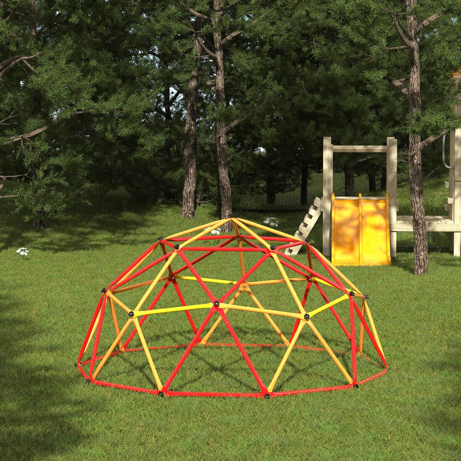 Track Seven Climbing Dome for Kids, Universal Exercise Dome Climber, Dome Climber for Kids Outdoor, Supporting 439lbs Play Center Outdoor Playground For Fun, Red and Yellow and Blue