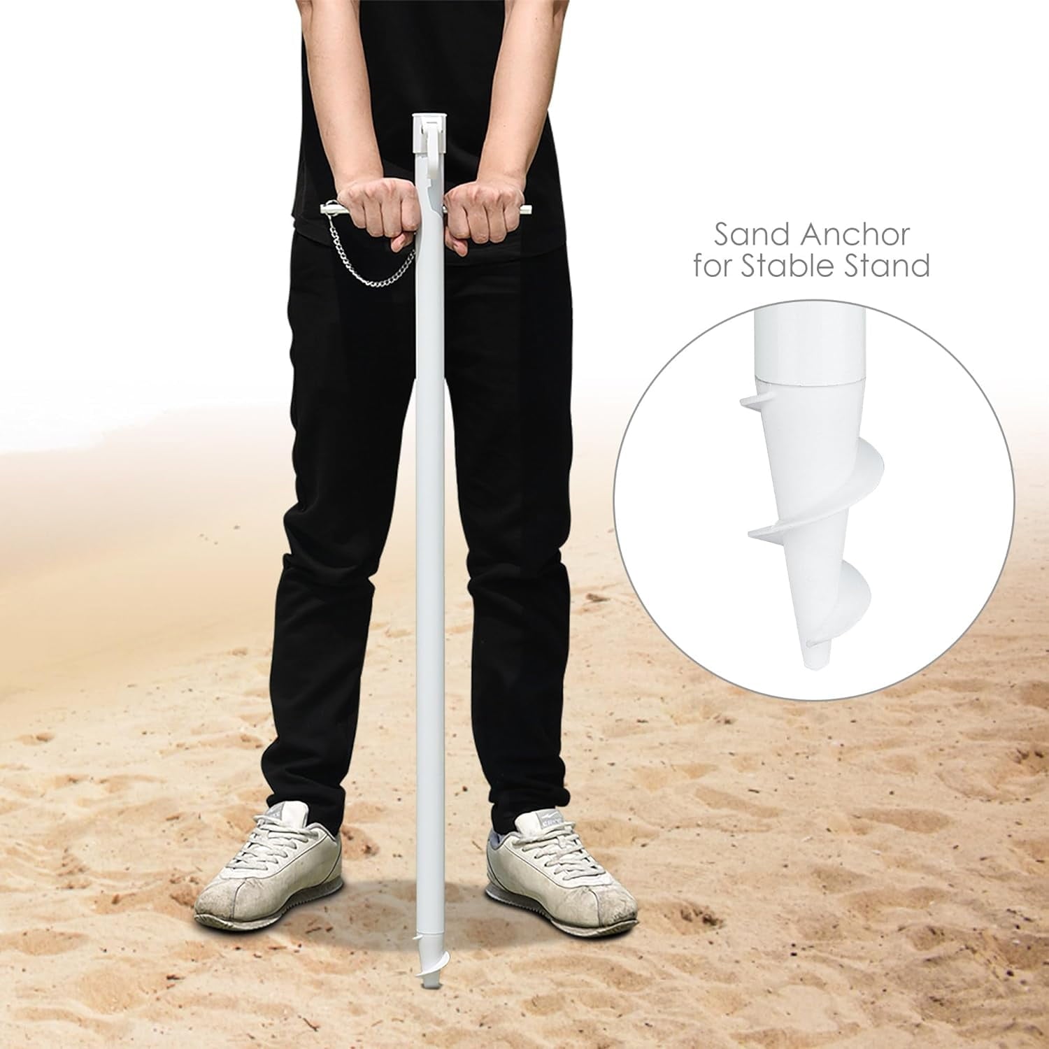 COOKCOK  Beach Umbrella, Patio Sunshade Umbrella with Sand Anchor & Tilt Mechanism, Air-Vent Design, Portable Sun Shelter Suitable for Seaside, Backyard, Poolside