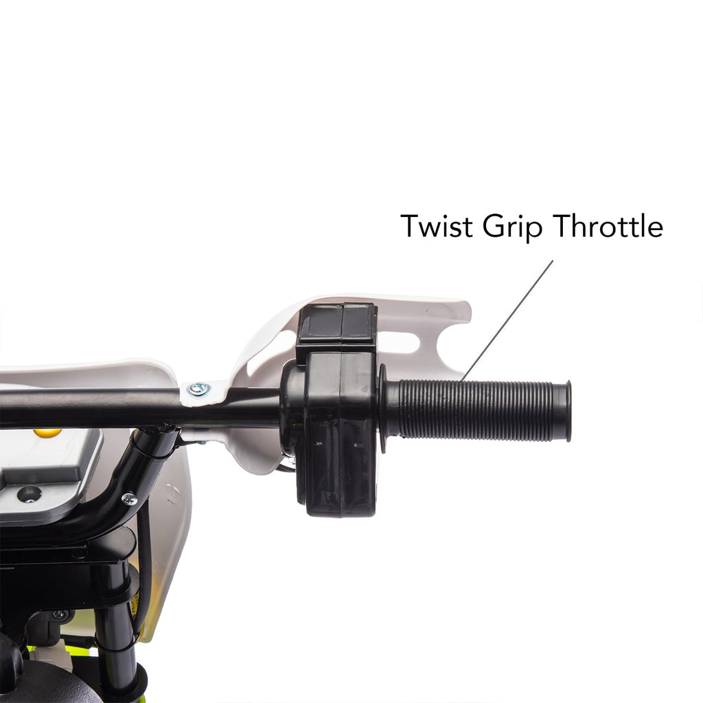 Track Seven 12V Electric Ride On Motorcycle, Kids Motorcycle with Removable Training Wheels, Twist Grip Throttle, Rear Suspension, Music, Electric Dirt Bike for Boys Girls Age 3+, Green