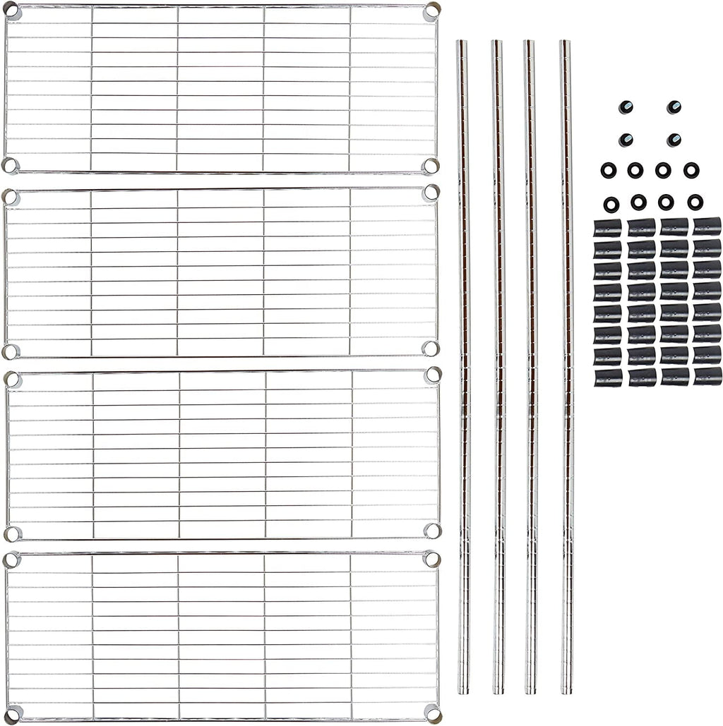 COOKCOK 4-Tier Wire Shelving Unit, 35.4"x 13.8"x 55.1" Metal Shelf, NSF Certified, Adjustable Heavy Duty Carbon Steel Shelf for Home Kitchen Bathroom Garage, 440lbs Capacity, Silver