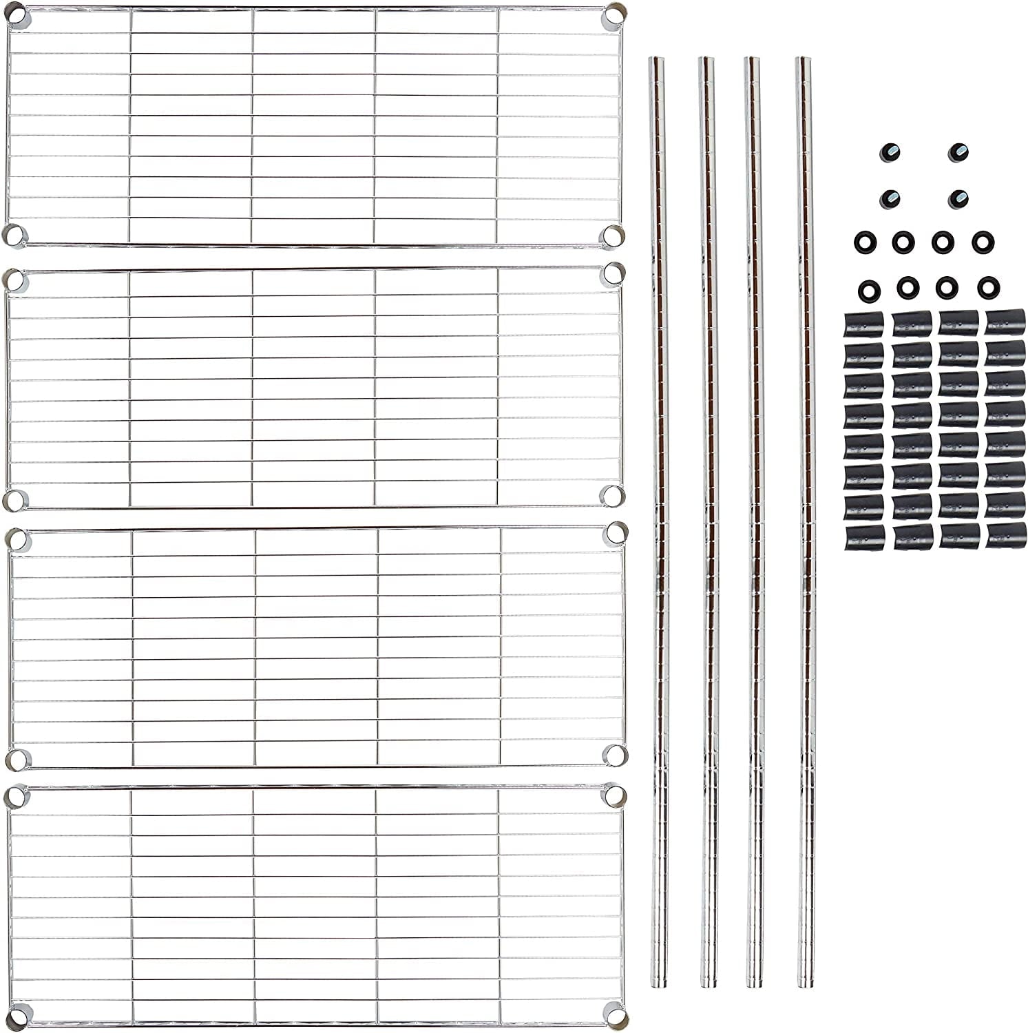 COOKCOK 4-Tier Wire Shelving Unit, 35.4"x 13.8"x 55.1" Metal Shelf, NSF Certified, Adjustable Heavy Duty Carbon Steel Shelf for Home Kitchen Bathroom Garage, 440lbs Capacity, Silver