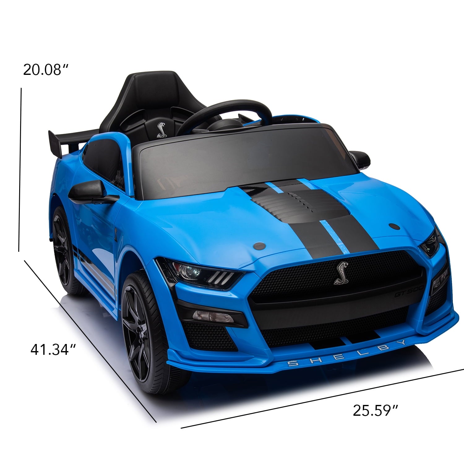Track 7 12V Ride on Car, Licensed Ford Mustang Shelby GT500 Ride on Car with Remote Control, LED Lights, Music & Bluetooth, Electric Car for Boys Gilrs Age3+, Red