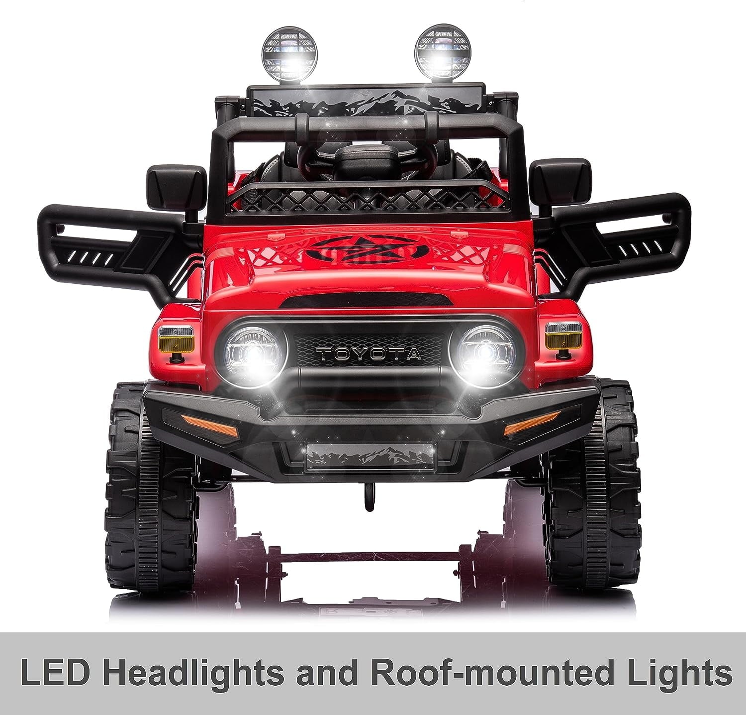 Track 7 Kids Ride on Truck, 12V Licensed Toyota FJ Cruiser Electric Car for Kids Age 3+, Ride on Car w/Remote Control, Power Display, Music, Red
