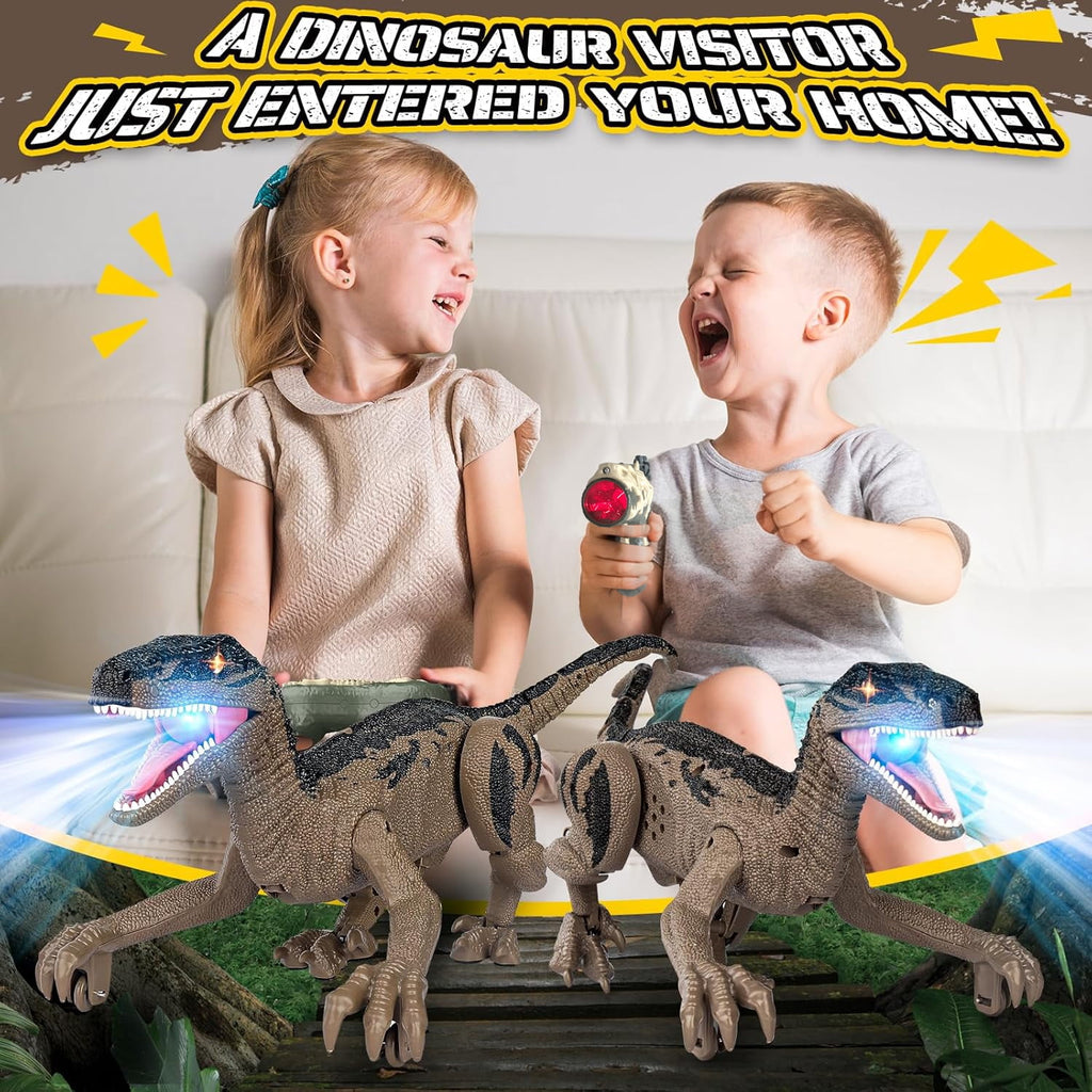 Track Seven Dinosaur Toys for Kids 3-5, 5-7, 8-12, 2.4GHz Remote Control Dinosaur with Walking, Realistic Sounds, Demo Mode, Rechargeable Jurassic Toys for Birthdays, Parties, Children’s Day, Brown