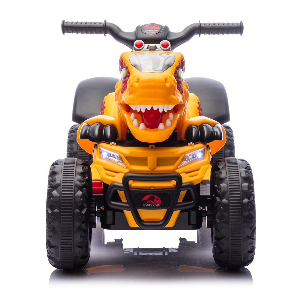 Track 7 12v Electric Ride-On Car, Dinosaur Shape Design, 2WD, Music, Bluetooth & Microphone, Indoor& Outdoor Ride-On Toy for Boys Girls Age 2-5, Yellow