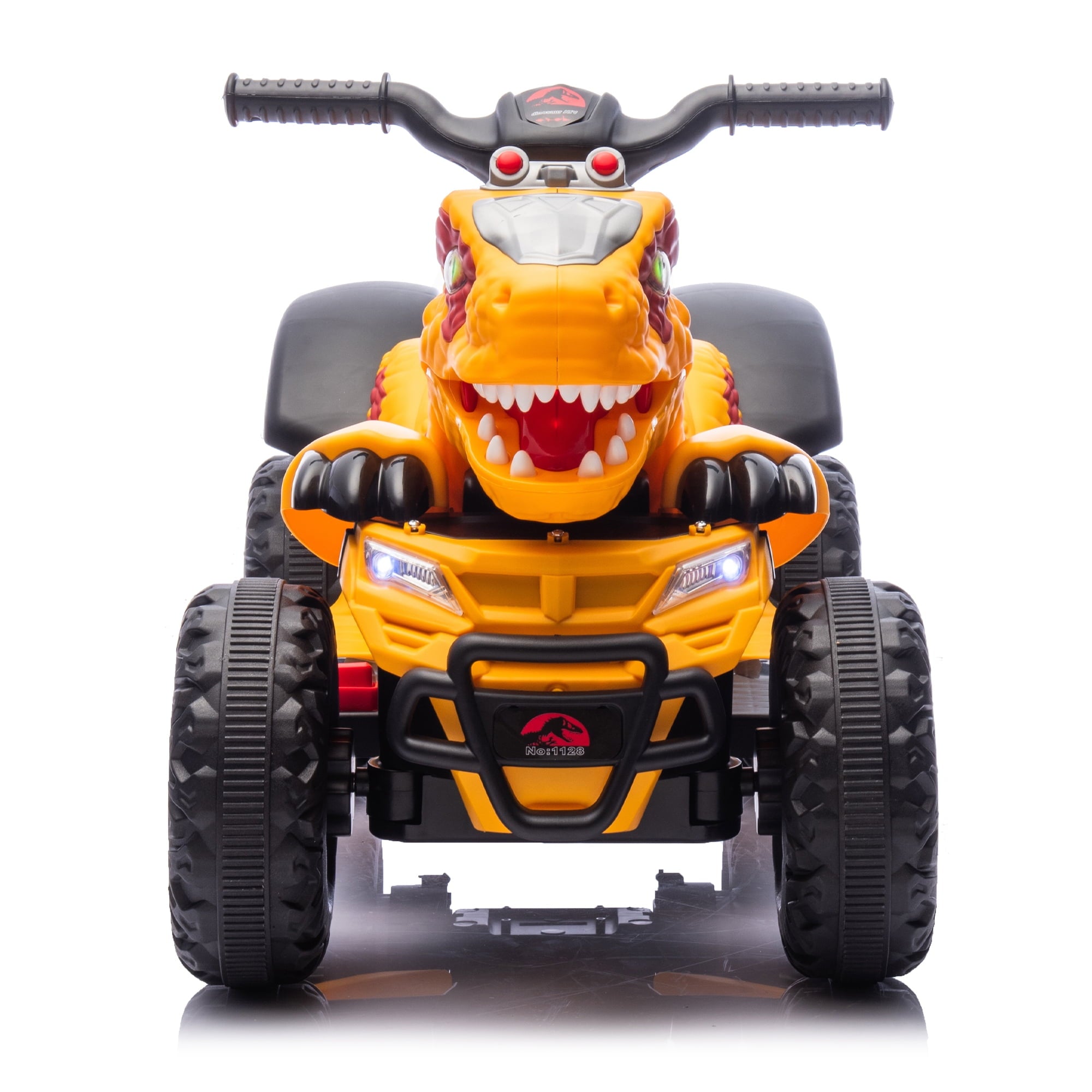 Track 7 12v Electric Ride-On Car, Dinosaur Shape Design, 2WD, Music, Bluetooth & Microphone, Indoor& Outdoor Ride-On Toy for Boys Girls Age 2-5, Yellow