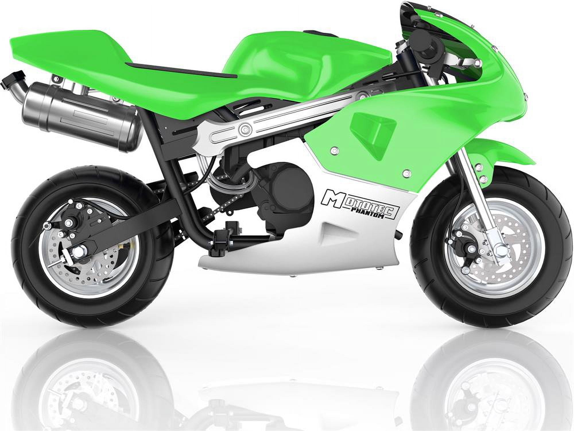 Track 7 49CC 2-Stroke Mini Dirt Bike for Kids, Mini Gas Pocket Bike with Dual Brake, Racing Dirt Motorcycle Max Speed 20 Mph, Max Weight 170lbs, 1.25L Tank, Green