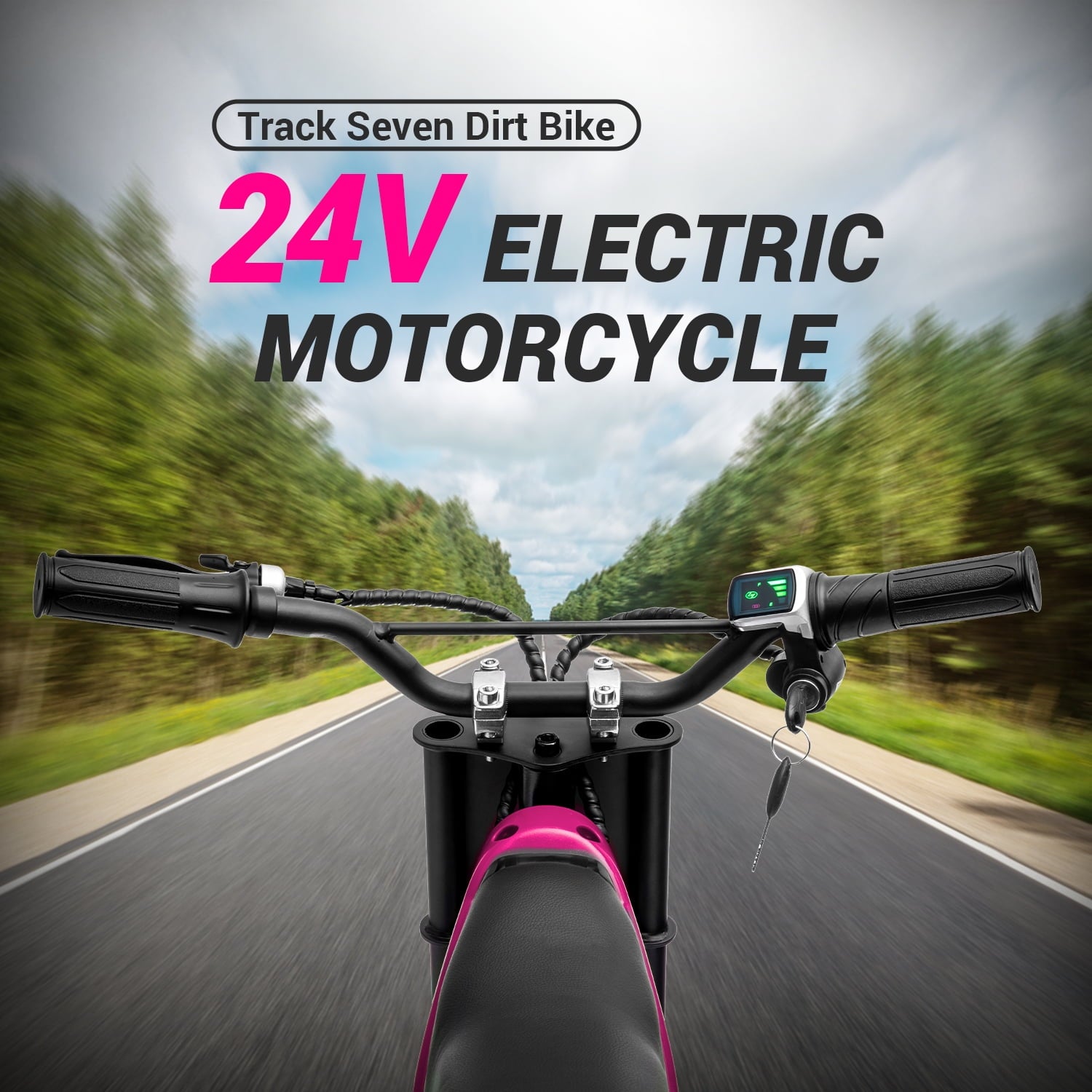 Track 7 24V Electric Dirt Bike, 350W Ride on Motorcycle with Twist Grip Throttle, Hand-Operated Dual Brakes, Speed Up to 10 MPH, for Age 8-12, Pink
