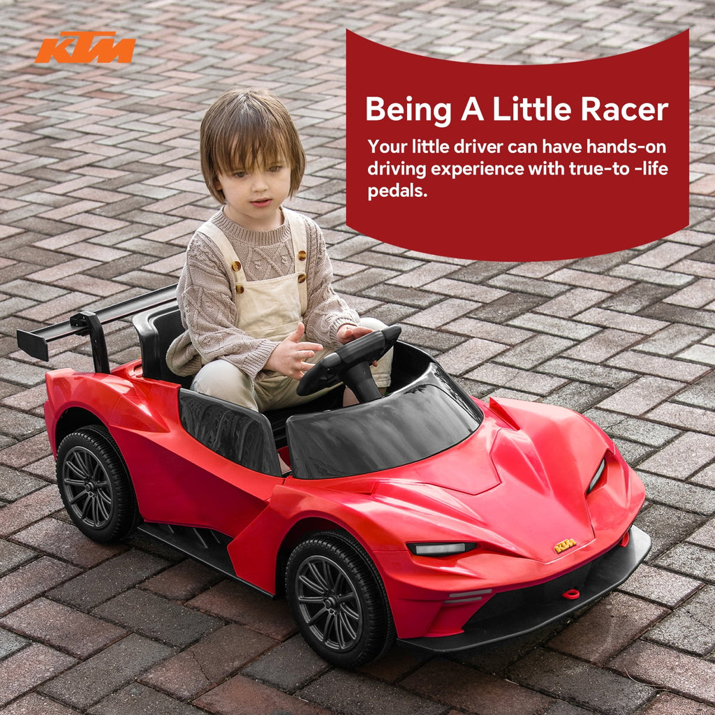 Track Seven 12V Ride on Car with Remote Control, Licensed KTM X-BOW GTXR Electric Car for Kids Age 3+, Music, Ride on Toy Electric Vehicle, Red