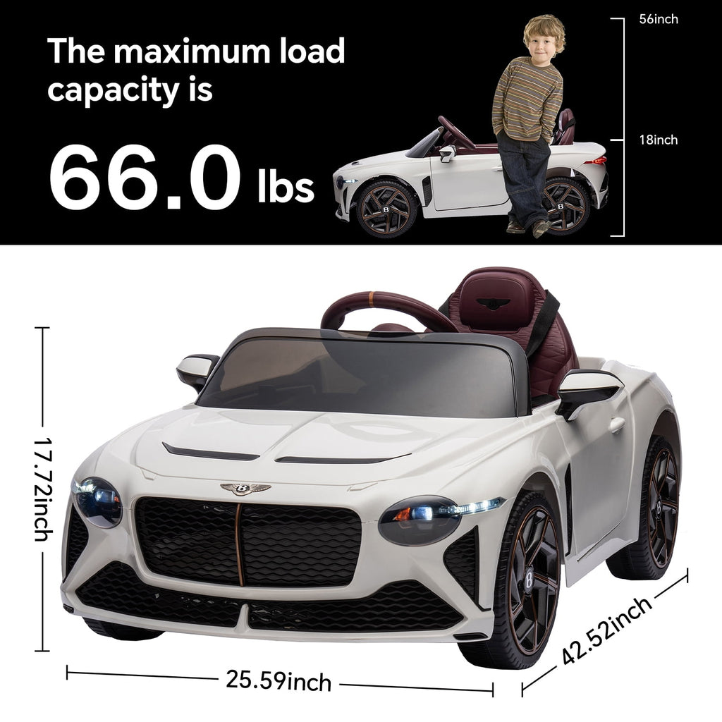 LISUEYNE Kids Ride on Car, 12V Licensed Bentley Mulsanne Electric Car for Kids Age 3+, Remote, Music, White
