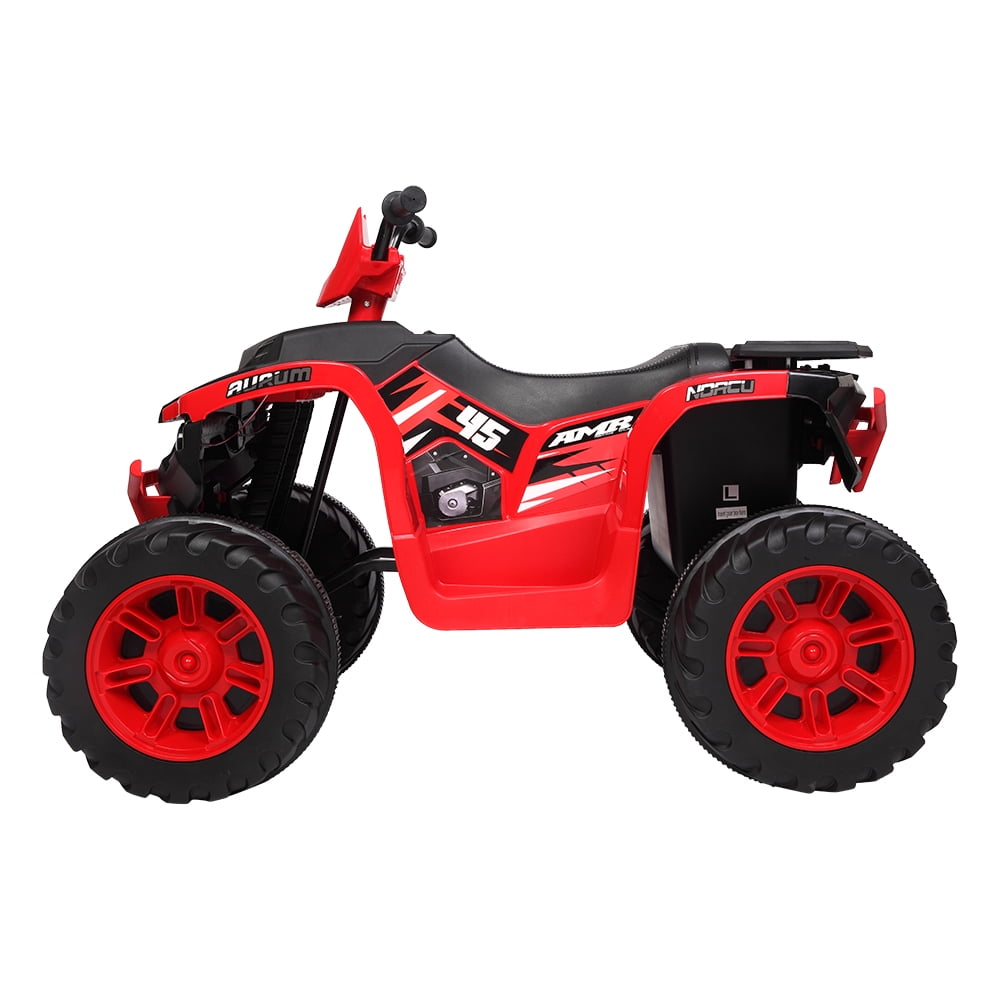 Track 7 12V All Terrain Vehicle, Dual Drive, 2 speed adjustable, with MP3 player, radio, USB port, Slow Start, Black & Red