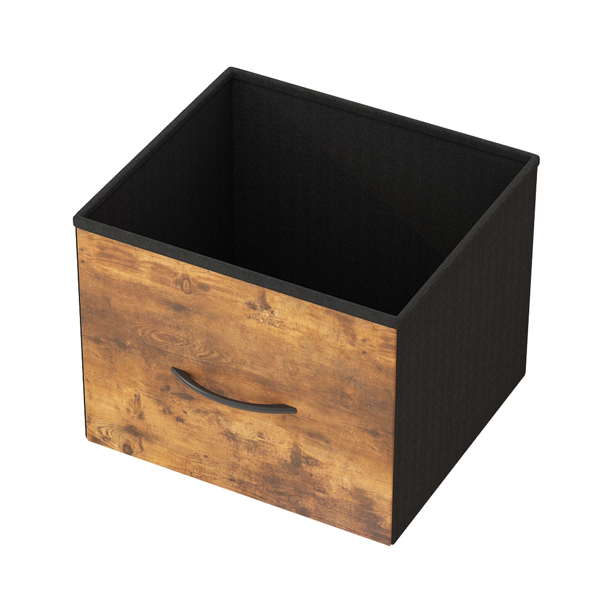 COOKCOK  4 Tier Bookshelf, 40.5'' Tall Bookcase with 3 Non-Woven Fabric Storage Drawers, Industrial Display Standing Shelf Unit in Iron Frame & Solid Wood for Bedroom, Living Room, Entryway, Brown