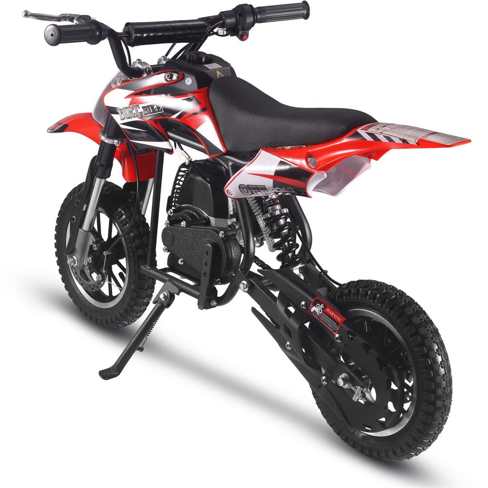 Track 7 50CC 2-Stroke Kid Dirt Bike, Off Road Gas Motorcycle, Trail Bike Up to 25Mph, EPA Approved Kids Gas Dirt Bike W/Rear Suspension, Pull Start, Front & Rear Disc Brake, Red