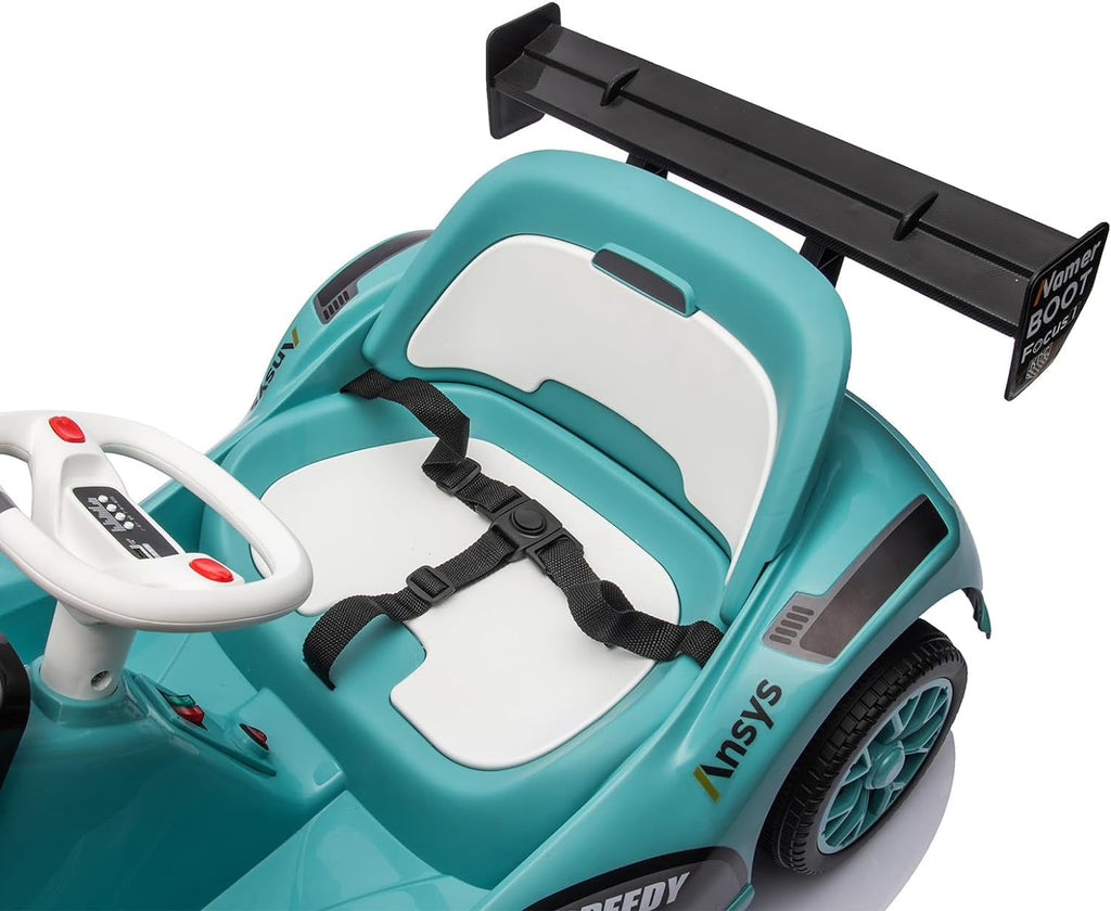 Track 7 12V Electric Go Kart for Kids, 4 Wheeler Pedal Car for Boys Girls, Dual Drive Ride on Car Toys for Toddlers Kids 3-6 w/Parent Remote Control, 3-Point Safety Belt, Blue