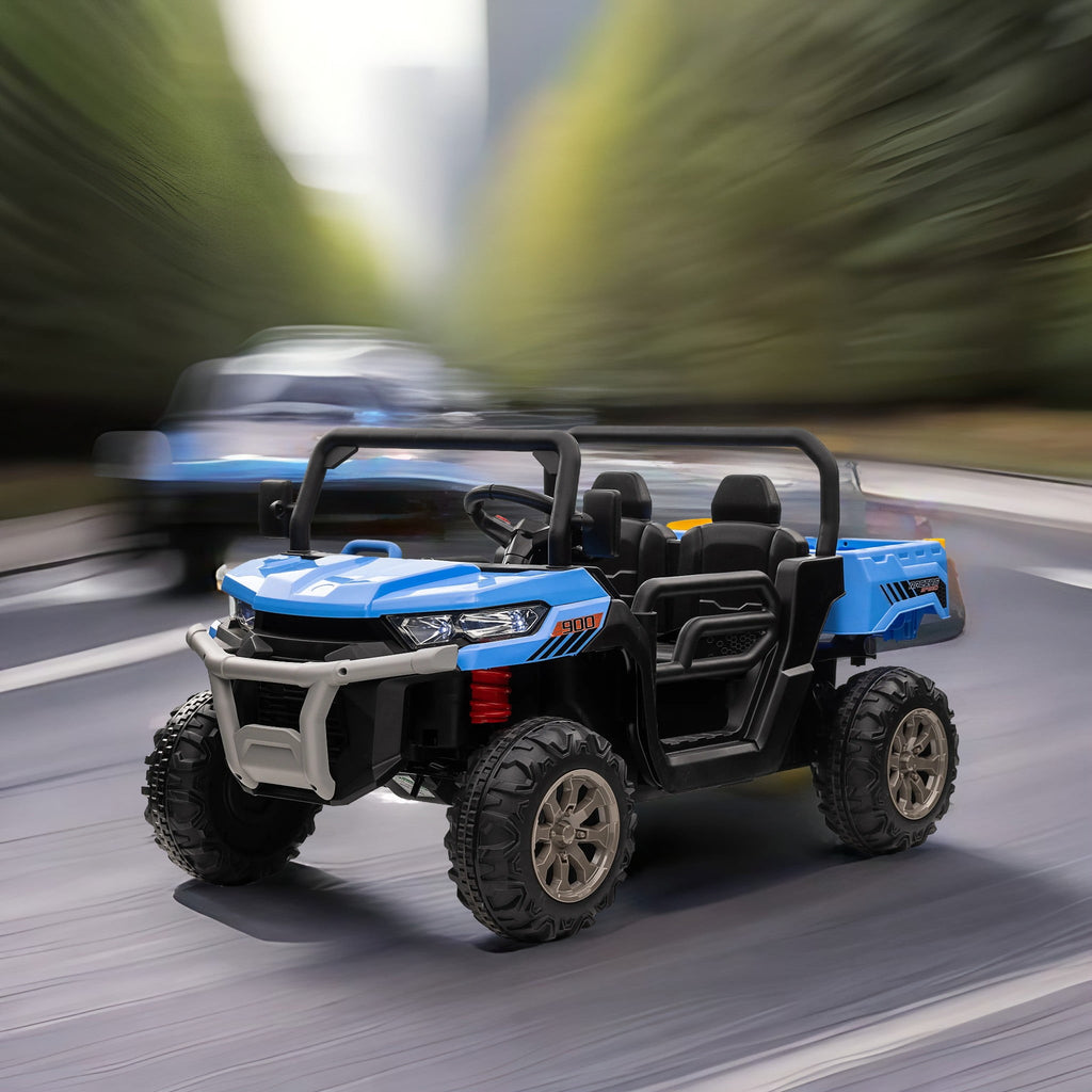 Track 7 24V Ride On Truck 2 Seater Ride On UTV with 2x200W Motor Ride On Dump Truck with Dump Bed/Shovel Ride On Car with Remote Control Electric Vehicle with Non-slip tyre for Boys Girls, Blue