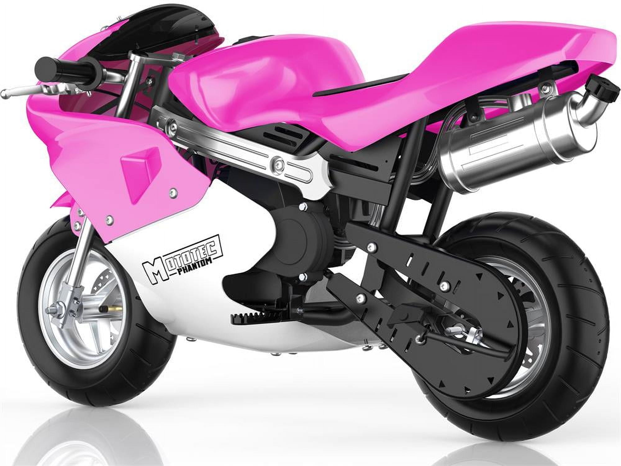Track 7 49CC 2-Stroke Mini Dirt Bike for Kids, Mini Gas Pocket Bike with Dual Brake, Racing Dirt Motorcycle Max Speed 20 Mph, Max Weight 170lbs, 1.25L Tank, Pink