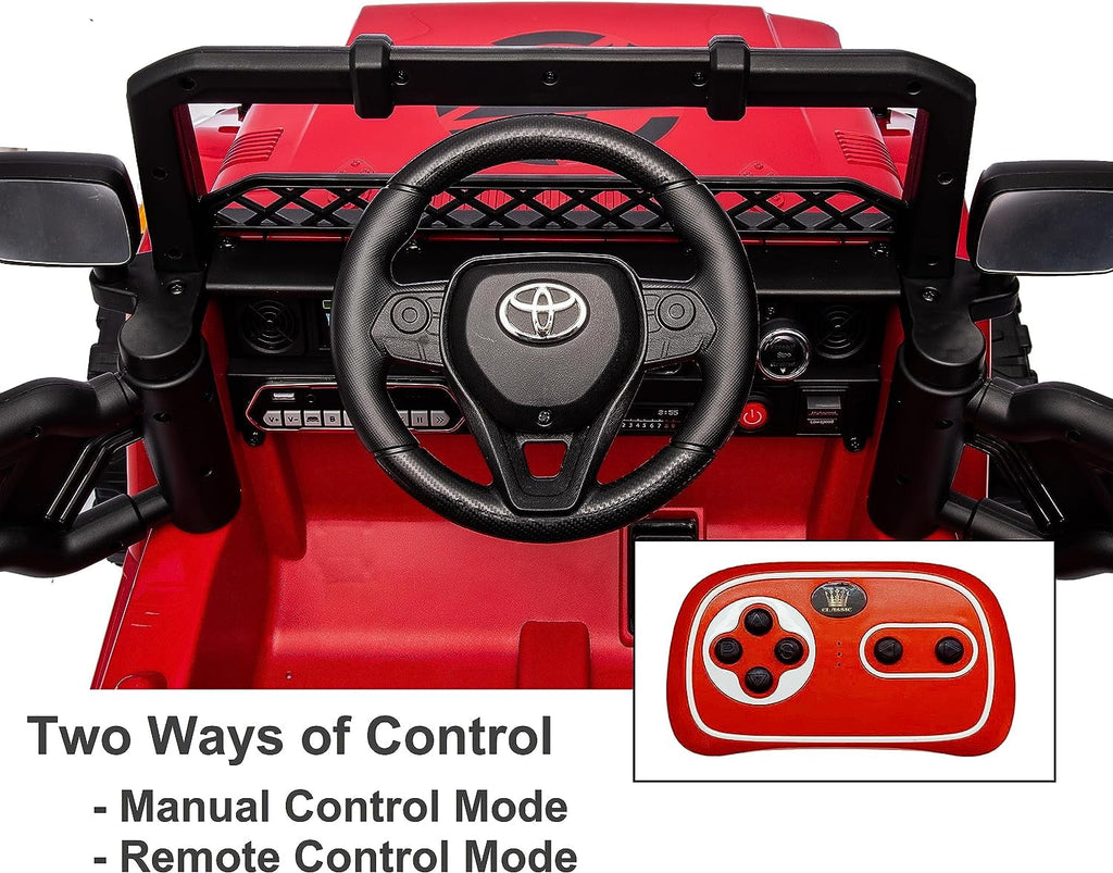 Track 7 Kids Ride on Truck, 12V Licensed Toyota FJ Cruiser Electric Car for Kids Age 3+, Ride on Car w/Remote Control, Power Display, Music, Red