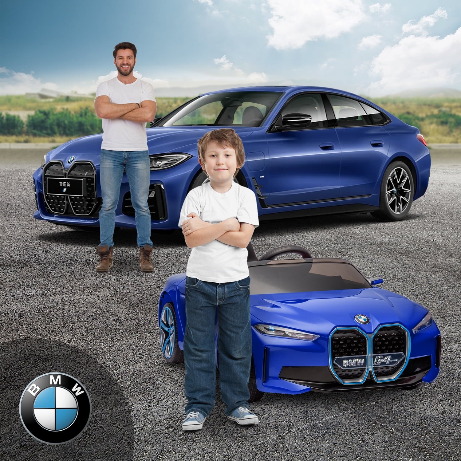 Track 7 Kids Ride on Car,Licensed BMW i4 12V Electric Car with Remote Control,MP3,Bluetooth,LED Light,Ride On Toy Electric Vehicle,Blue