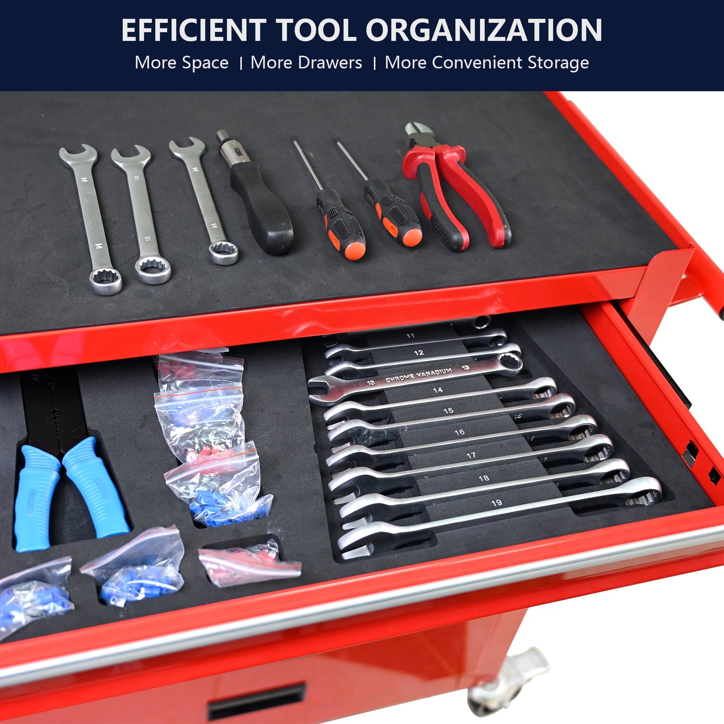COOKCOK Tool Chest with 238 Piece Tool Set, 4-Drawer Tool Cabinet - Rolling Tool Cart On Wheels for Mechanics Heavy-Duty Metal Tool Box Storage Cabinets for Garage, Red