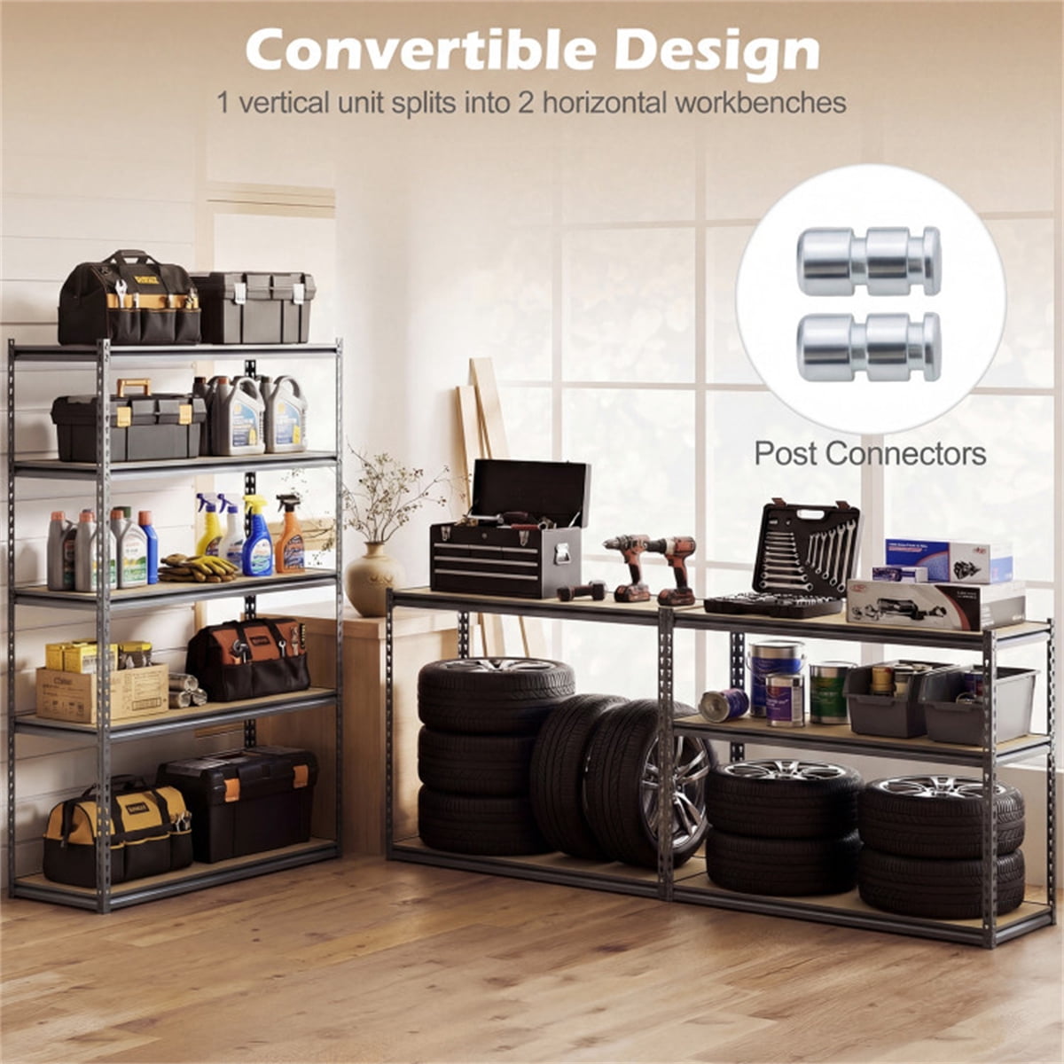 COOKCOK Storage Shelving Unit, 5-Tier Adjustable Storage Shelves, 48" L x 18" W x 72" H Heavy Duty Garage Storage Shelves, Metal Shelves for Kitchen Pantry Basement Bathroom Laundry