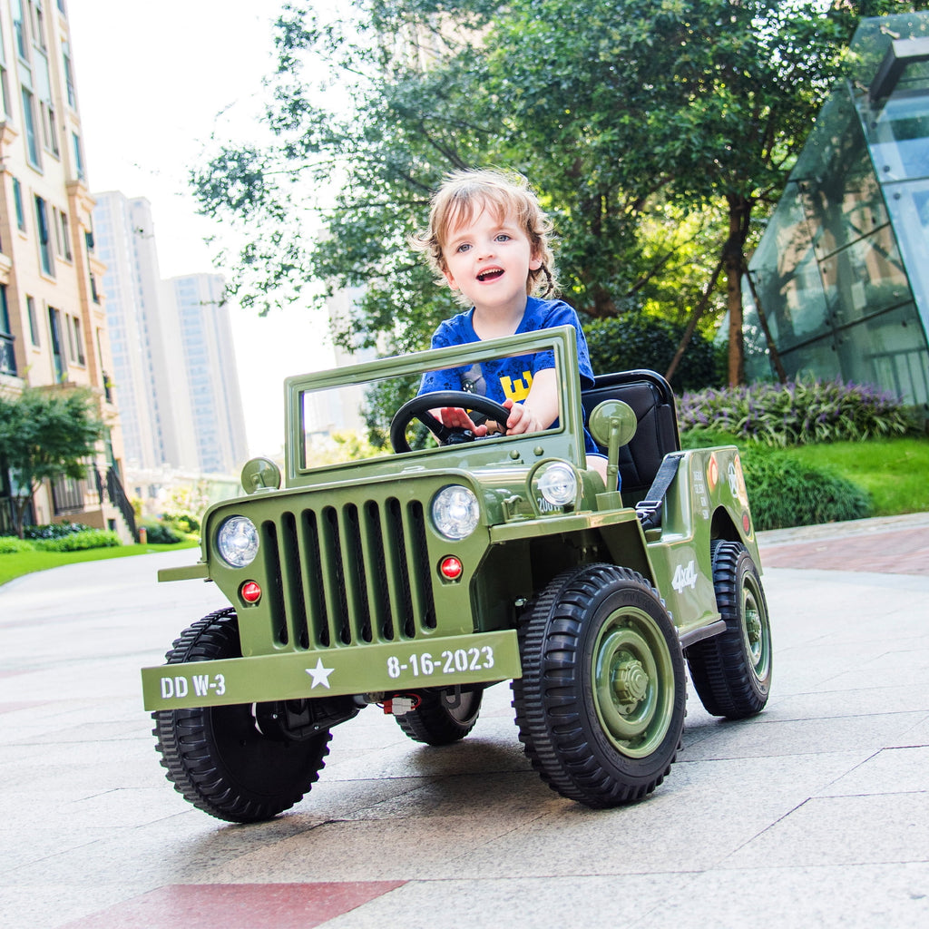 Track 7 12V Kids Ride on Truck, Electric Ride on Car with Remote Control, Safety Belt, LED Lights, Power Display & Music Player, Ride-on Toy for Kids Aged 3-6 Years, Green