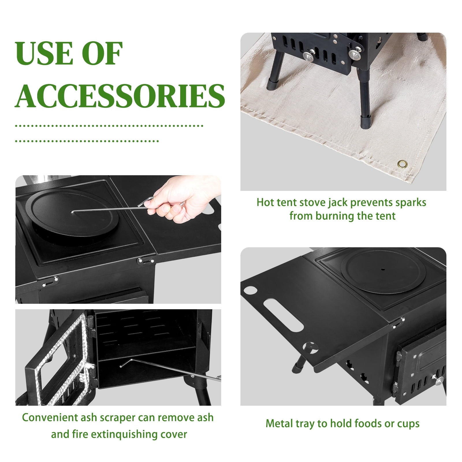 COOKCOK Camping rocket stove with chimney, 30.5"D x 16.1"W x 19.3"H, Alloy Steel, Black