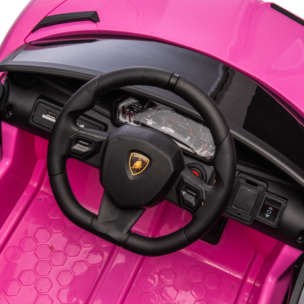 SUSIELADY 12V Kids Ride on Car, Licensed Lamborghini, with Remote Control, Hydraulic Pressure Door, Slow Start, Bluetooth, Music, for Kids Aged 3+