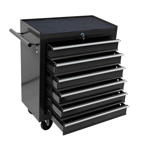 COOKCOK 6-Drawers Tool Cabinets On Wheels, Rolling Tool Chest With Drawers, Craftsman Tool Box With Keyed Locking System, Tool Storage Organizer For Warehouse, Garage, Workshop, Black